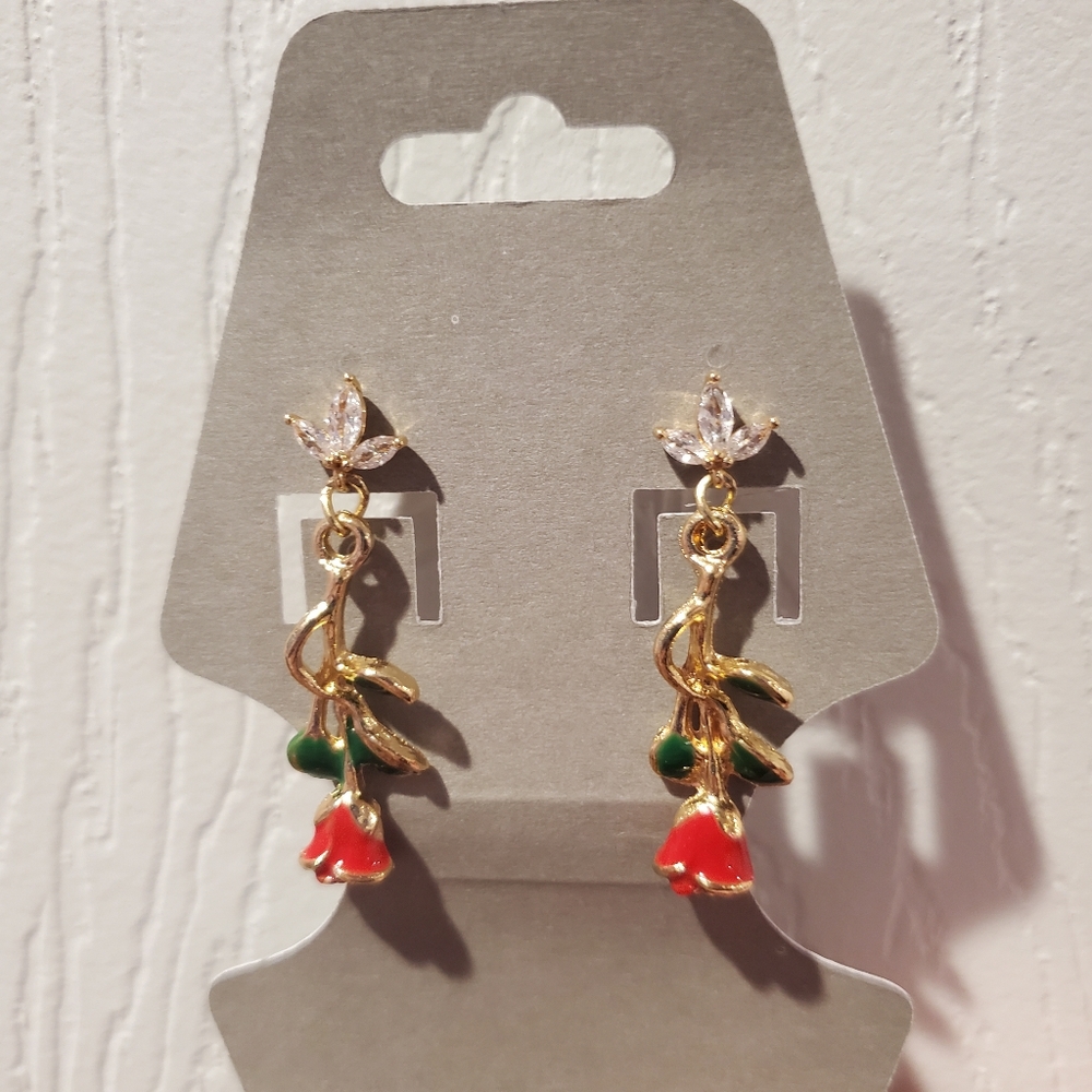 17k gold rose earrings